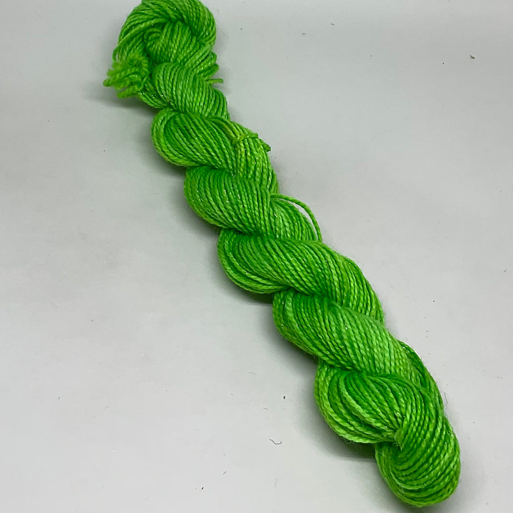 Single Lime Mini Skein for Toes and Heels Approx. 92 yards