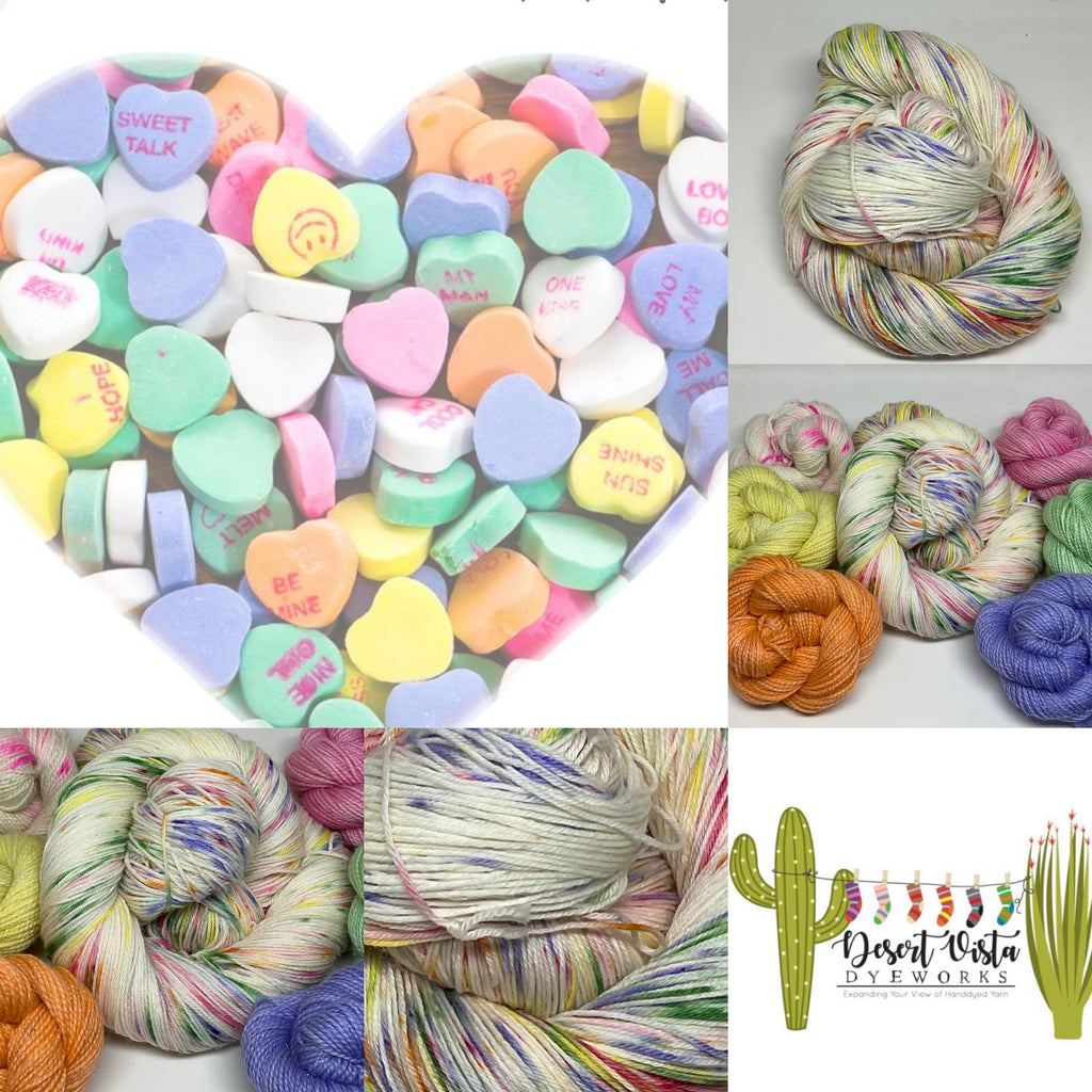 Conversation Hearts Speckled Variegated Full Skein and Six Mini Skeins Yarn Set