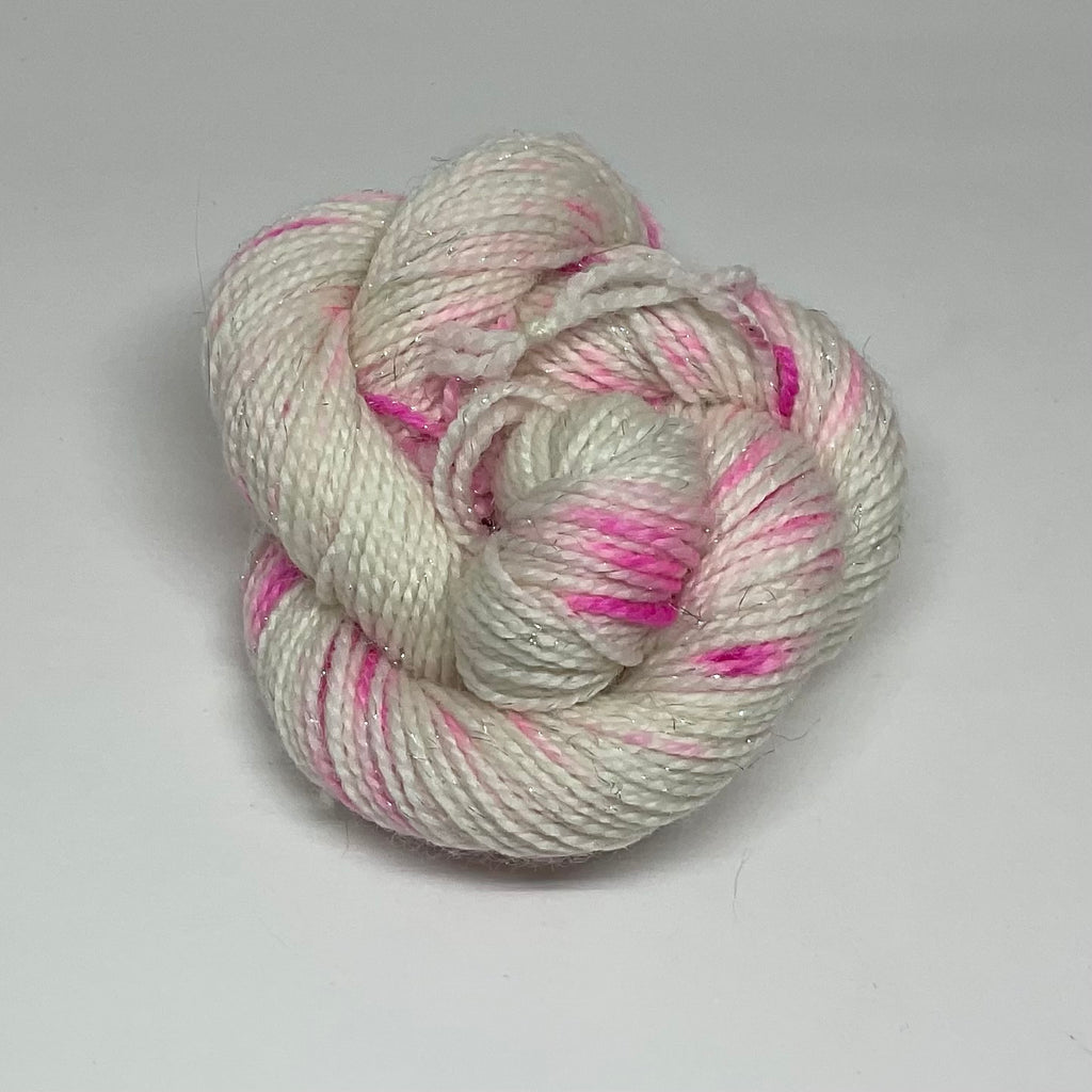 Single Undyed with Pink Speckles Mini Skein for Toes and Heels Approx. 92 yards