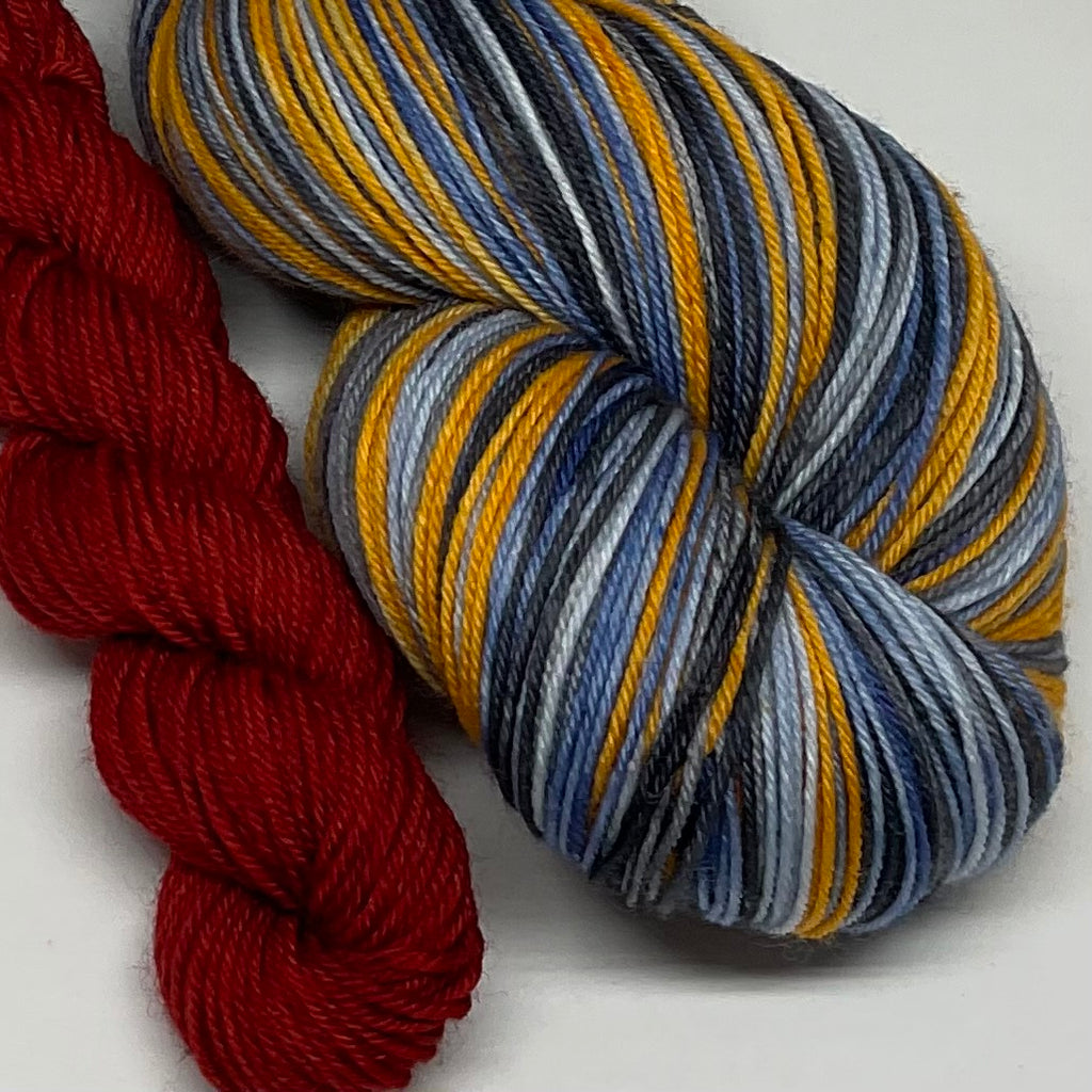 Sharknado Five Stripe Self Striping Yarn with Coordinating Mini Skein