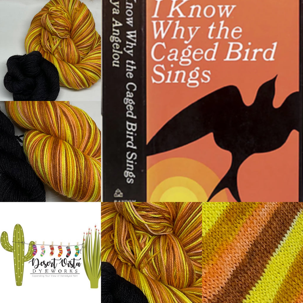 Caged Bird Sing Stripe Self Striping Yarn with Coordinating Mini Skein