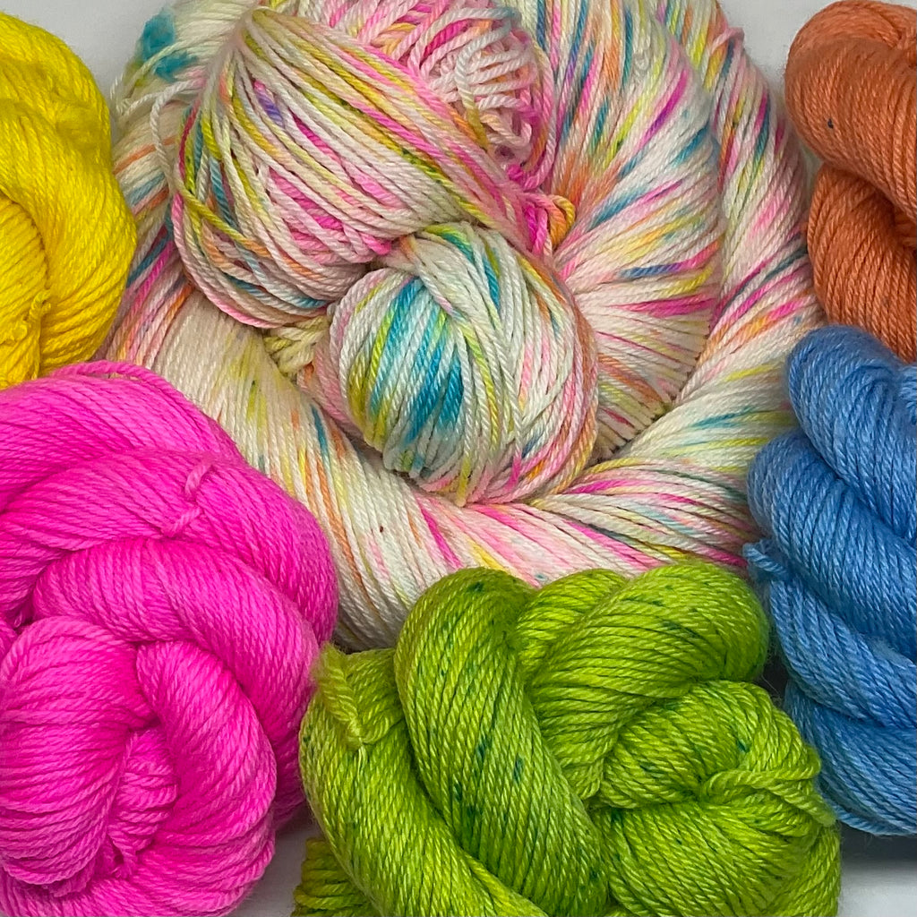 When I’m 64… Mini Skeins  and Full Skein Speckled Variegated Yarn Set