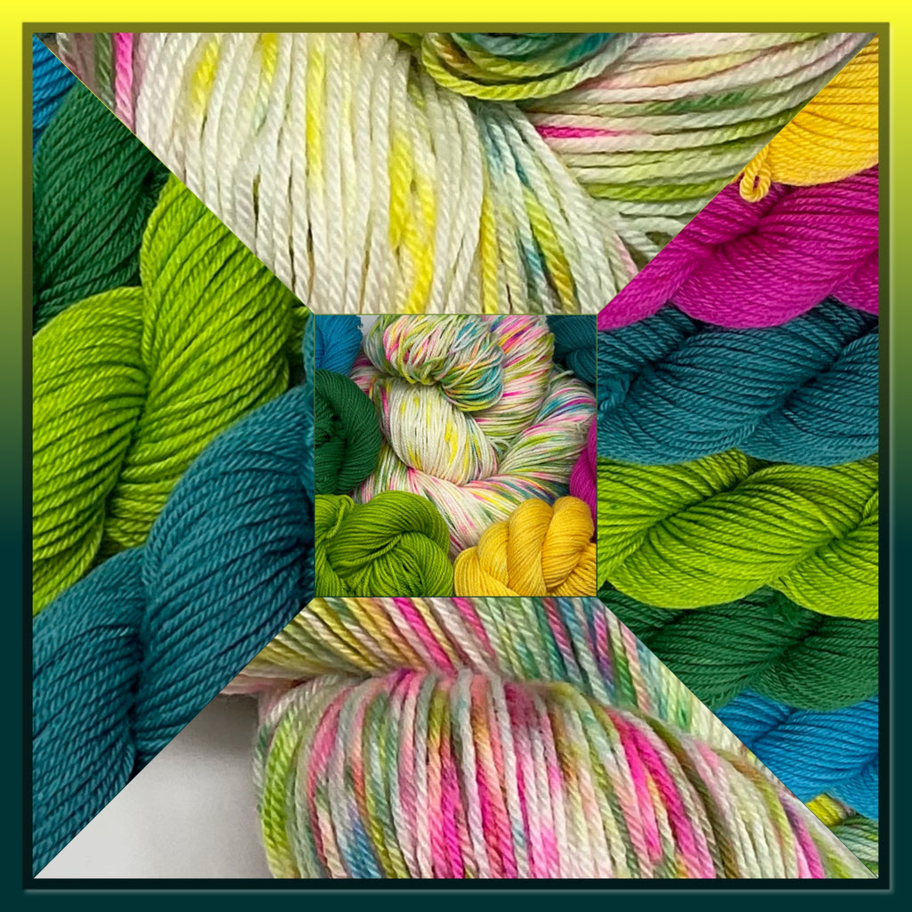 Tropical Vibes Mini Skeins  and Full Skein Speckled Variegated Yarn Set