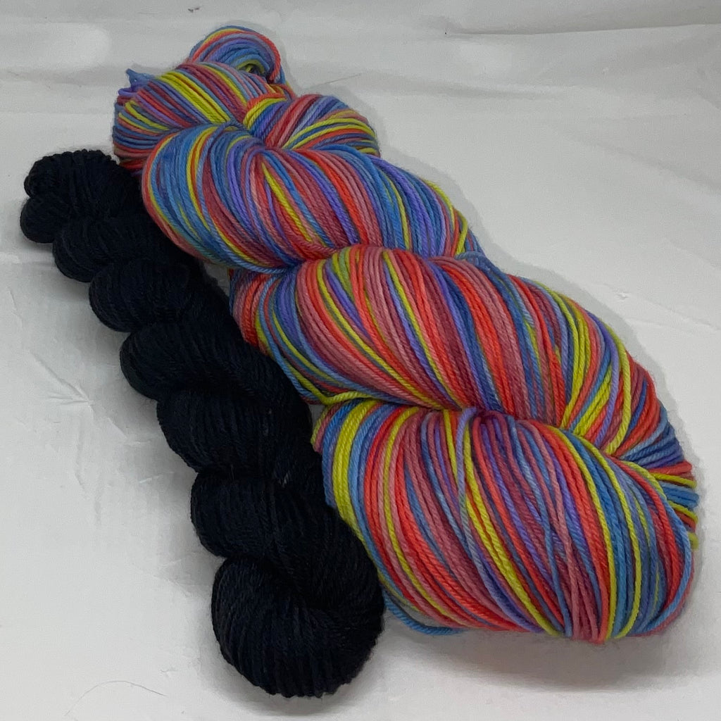 13 Years Seven Stripe Self Striping Sock Yarn with Coordinating Mini Skein