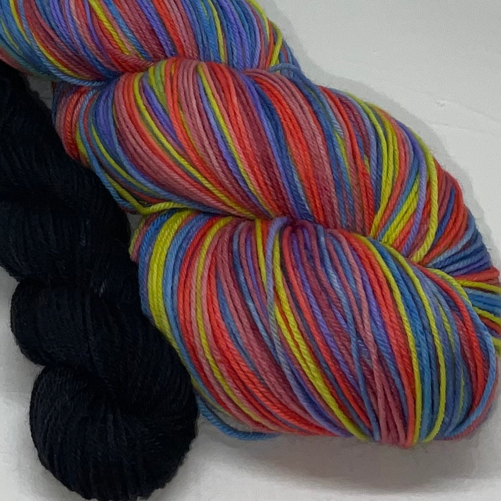 13 Years Seven Stripe Self Striping Sock Yarn with Coordinating Mini Skein