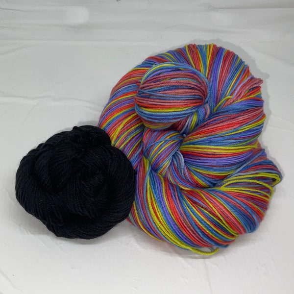 13 Years Seven Stripe Self Striping Sock Yarn with Coordinating Mini Skein