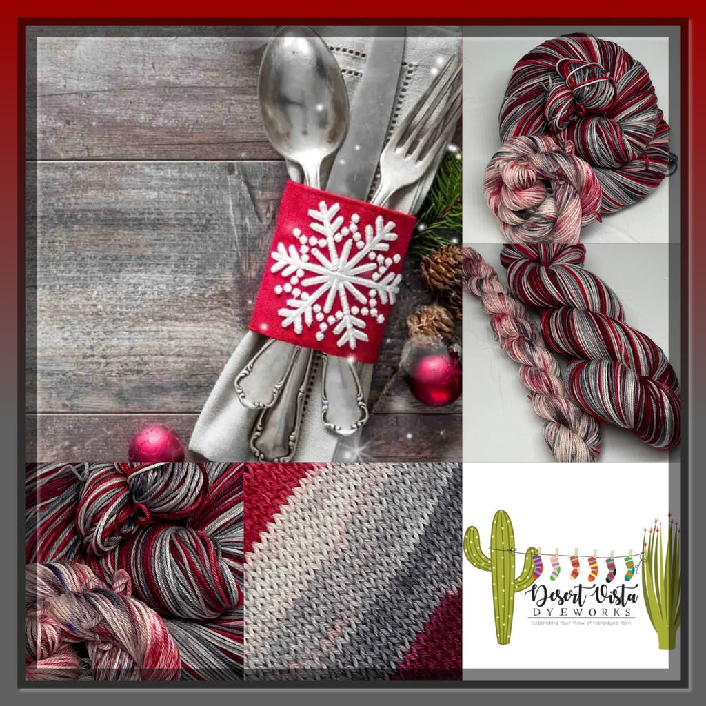 Holiday Invitations Five Stripe Self Striping Yarn with Coordinating Speckled Mini Skein