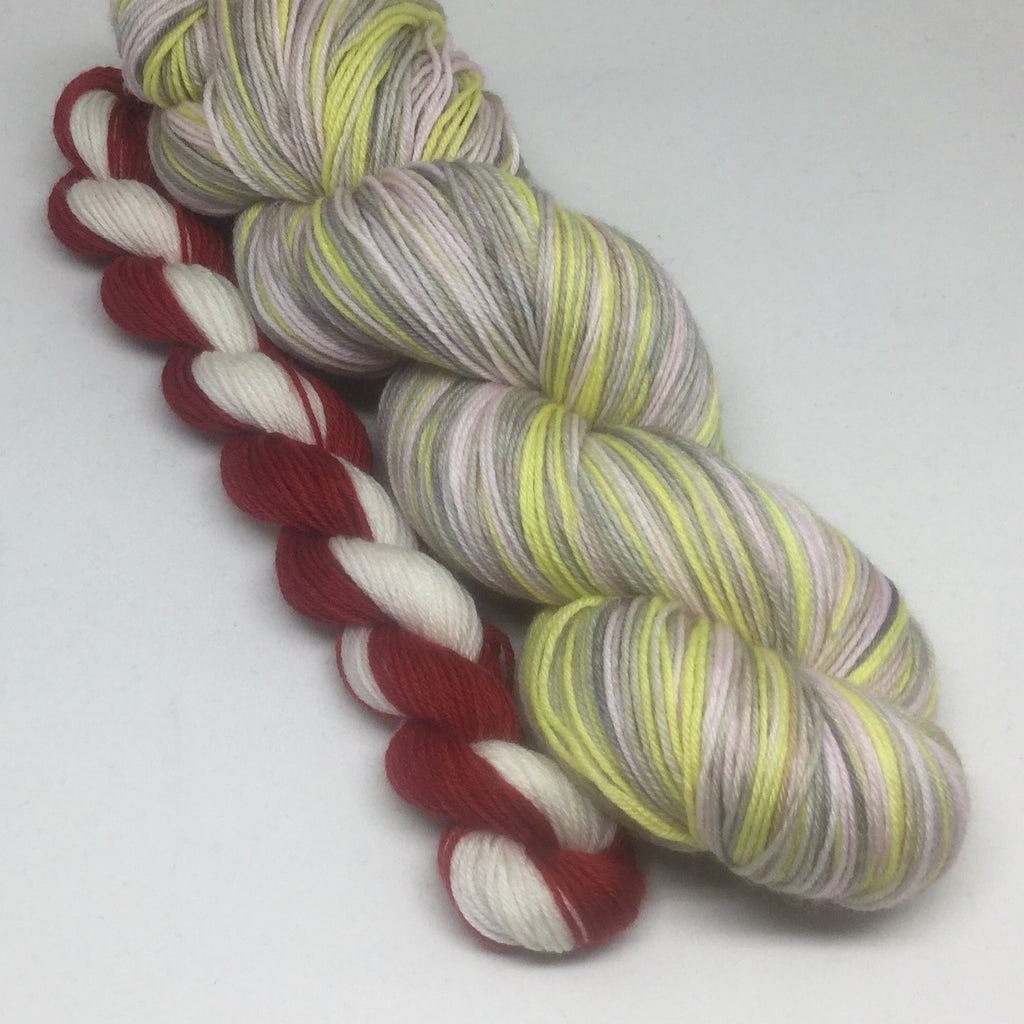 Patisserie Four Stripe Self Striping Yarn with Heel and Toe Mini Skein