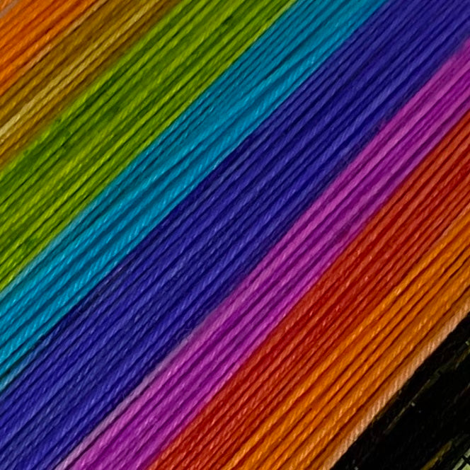 Rainbow Caterpillar Seven Stripe Self Striping Sock Yarn with Coordinating Mini Skein