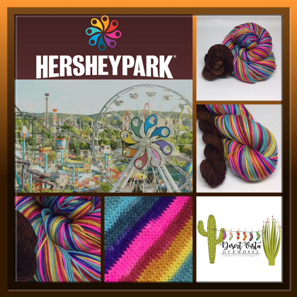 Hershey Park Eight Stripe Self Striping Sock Yarn with Mini Skein for Toes and Heels