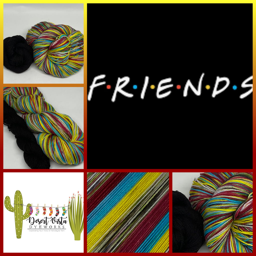 Friends Eight Stripe Self Striping Yarn with Heel and Toe Mini Skein