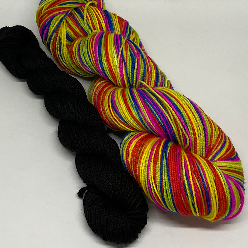 Cell Division Six Stripe Self Striping Yarn with Heel/Toe Mini Skein