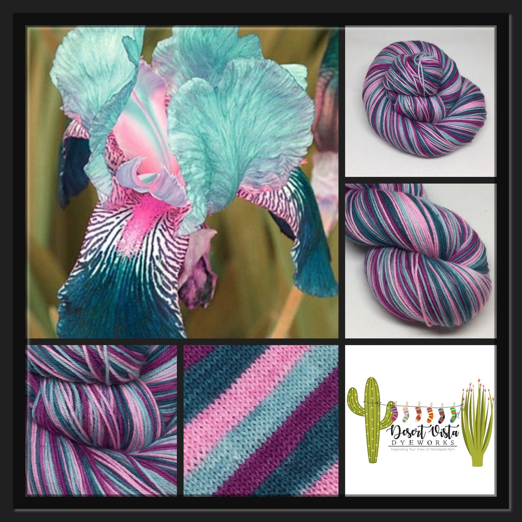 Aqua Iris Four Stripe Self Striping Yarn