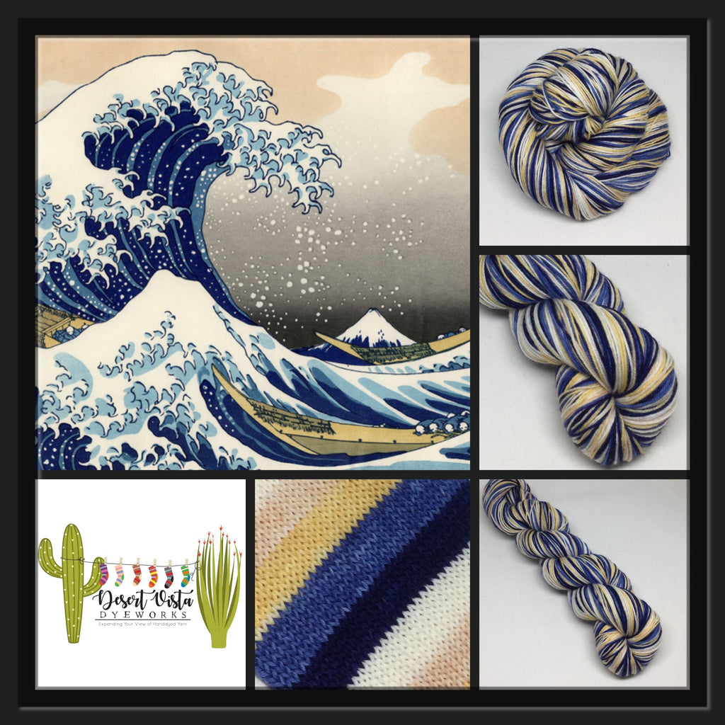 Hokusai's Great Wave Five Stripe Self Striping Yarn