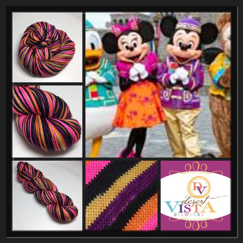 Hong Kong Mickey and Minnie Six Stripe Self Striping Yarn