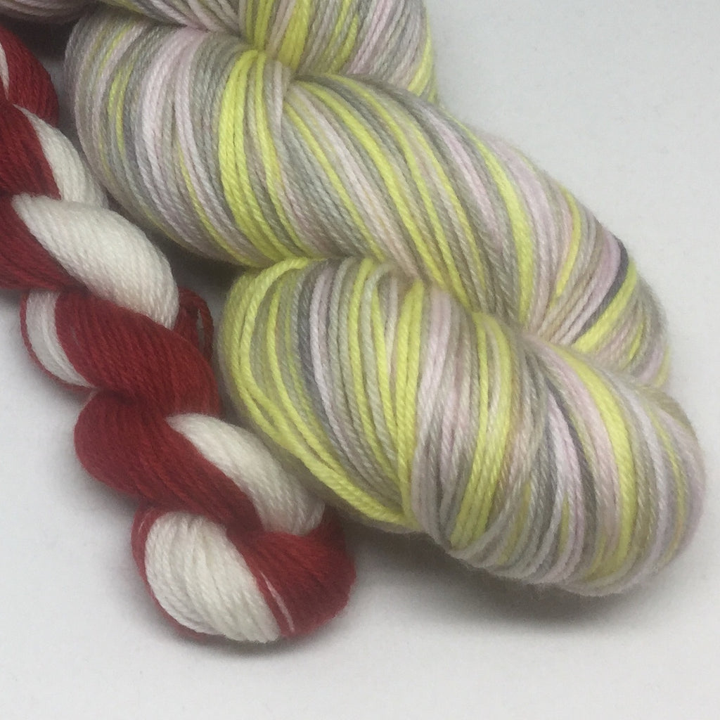 Patisserie Four Stripe Self Striping Yarn with Heel and Toe Mini Skein