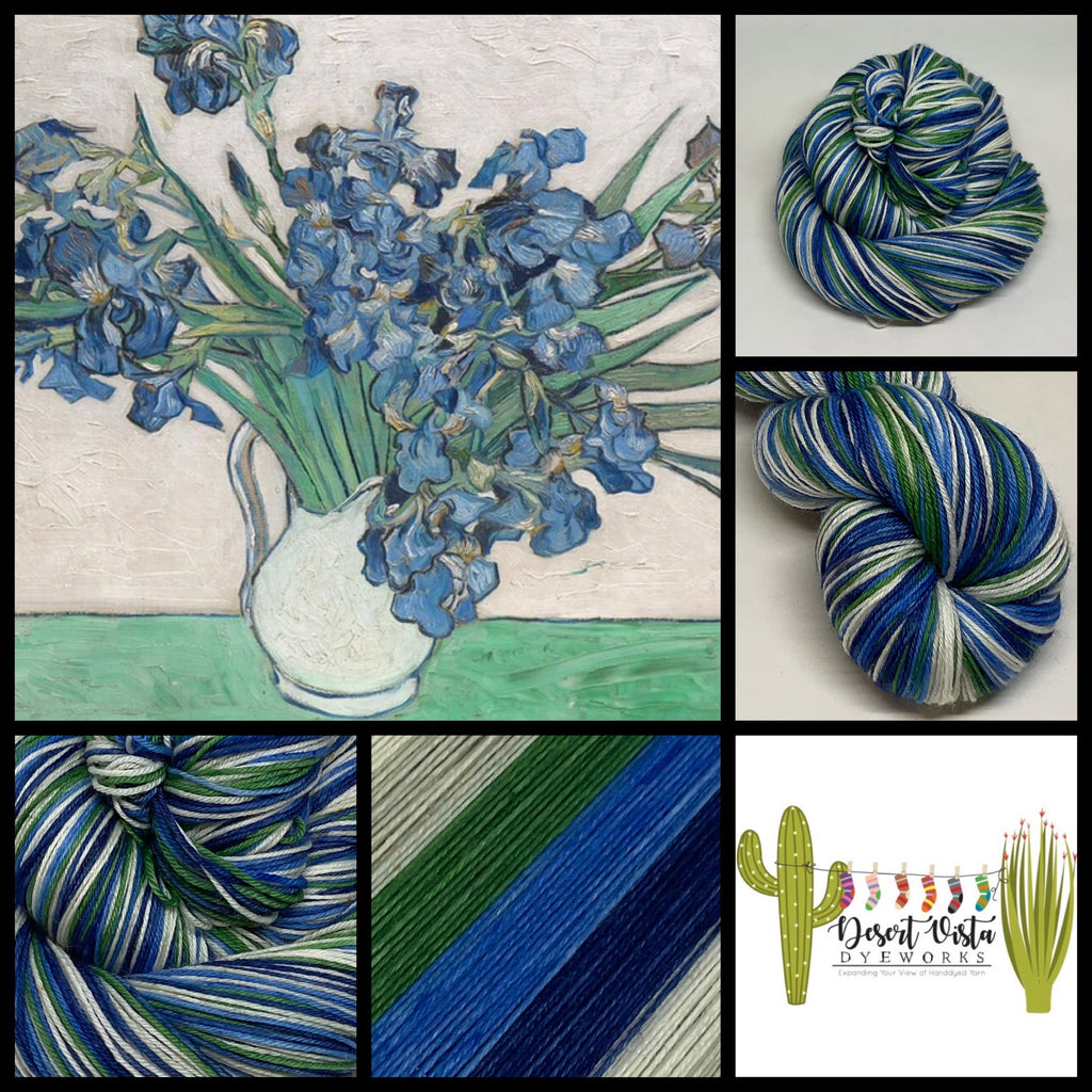 Van Gogh’s Irises Five Stripe Self Striping Yarn on
