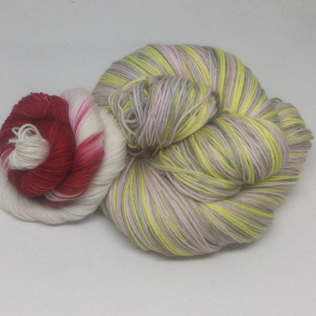 Patisserie Four Stripe Self Striping Yarn with Heel and Toe Mini Skein