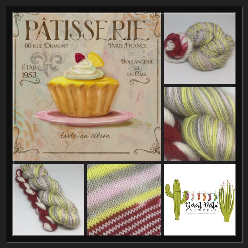 Patisserie Four Stripe Self Striping Yarn with Heel and Toe Mini Skein