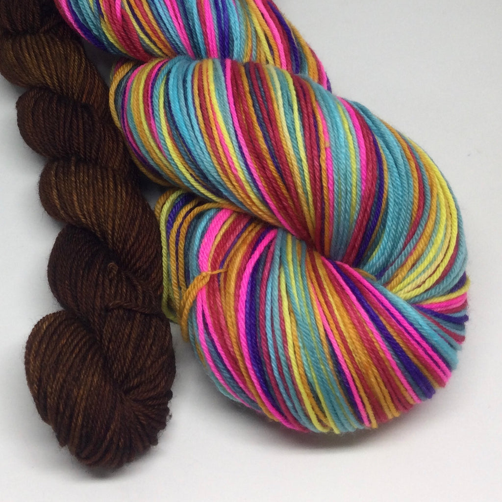 Hershey Park Eight Stripe Self Striping Sock Yarn with Mini Skein for Toes and Heels