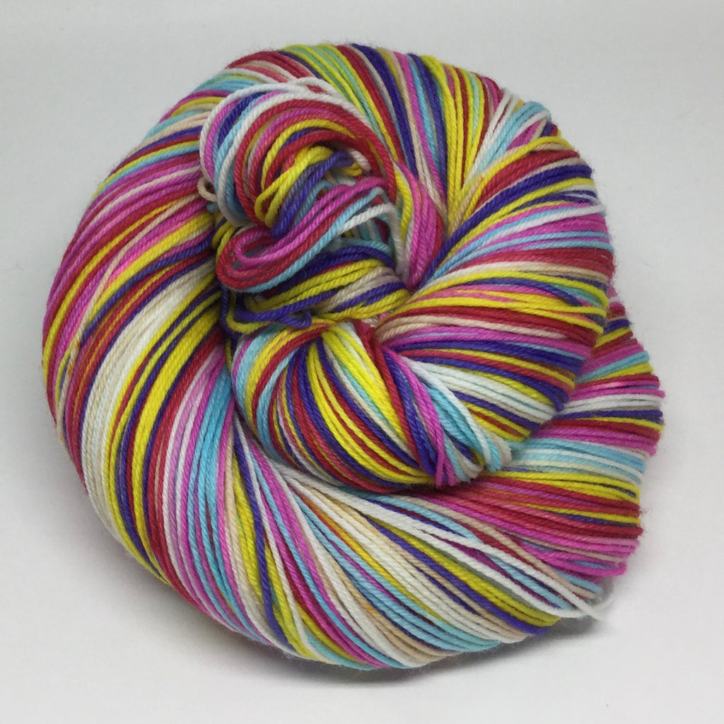 HBD, Charles Shultz Seven Stripe Self Striping Yarn with a 100 yd Mini Skein