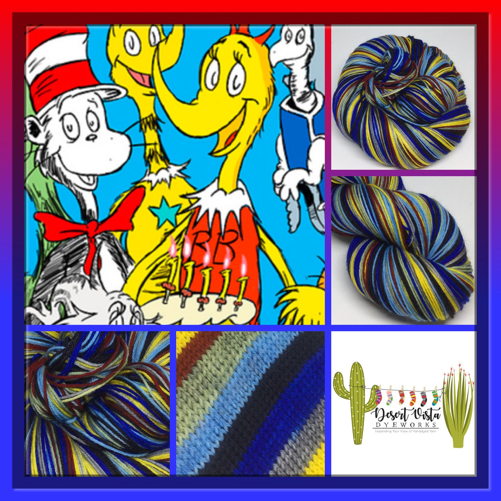 Happy Birthday, Dr. Seuss Seven Stripe Self Striping Sock Yarn
