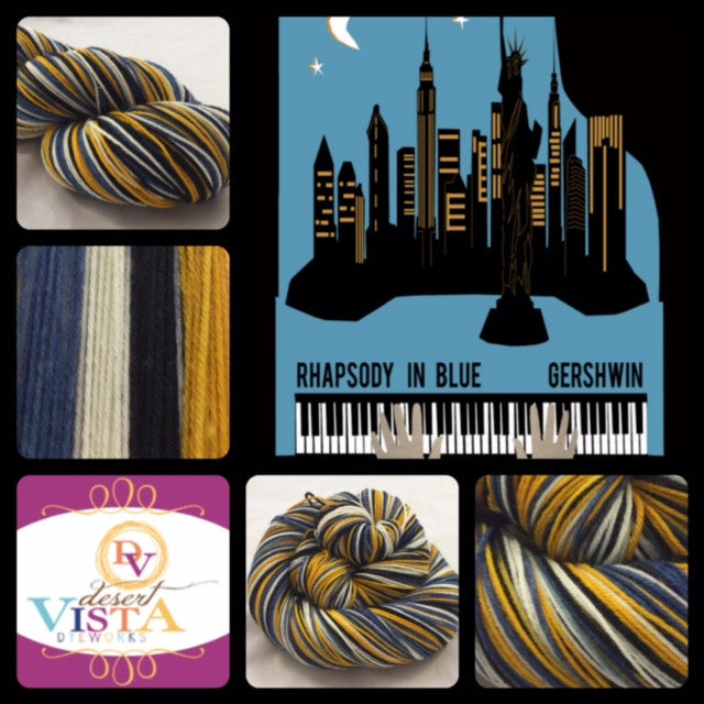 Rhapsody in Blue Four Stripe Self Striping Yarn
