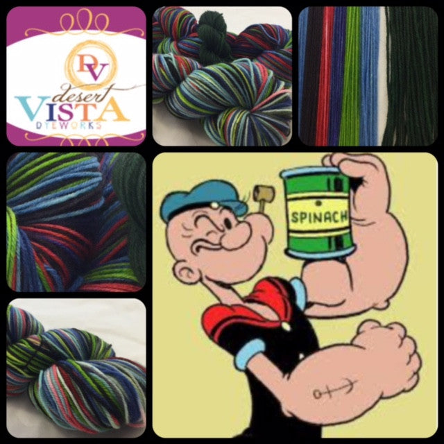 Popeye Inspired Five Stripe Self Striping Yarn with Mini Skein