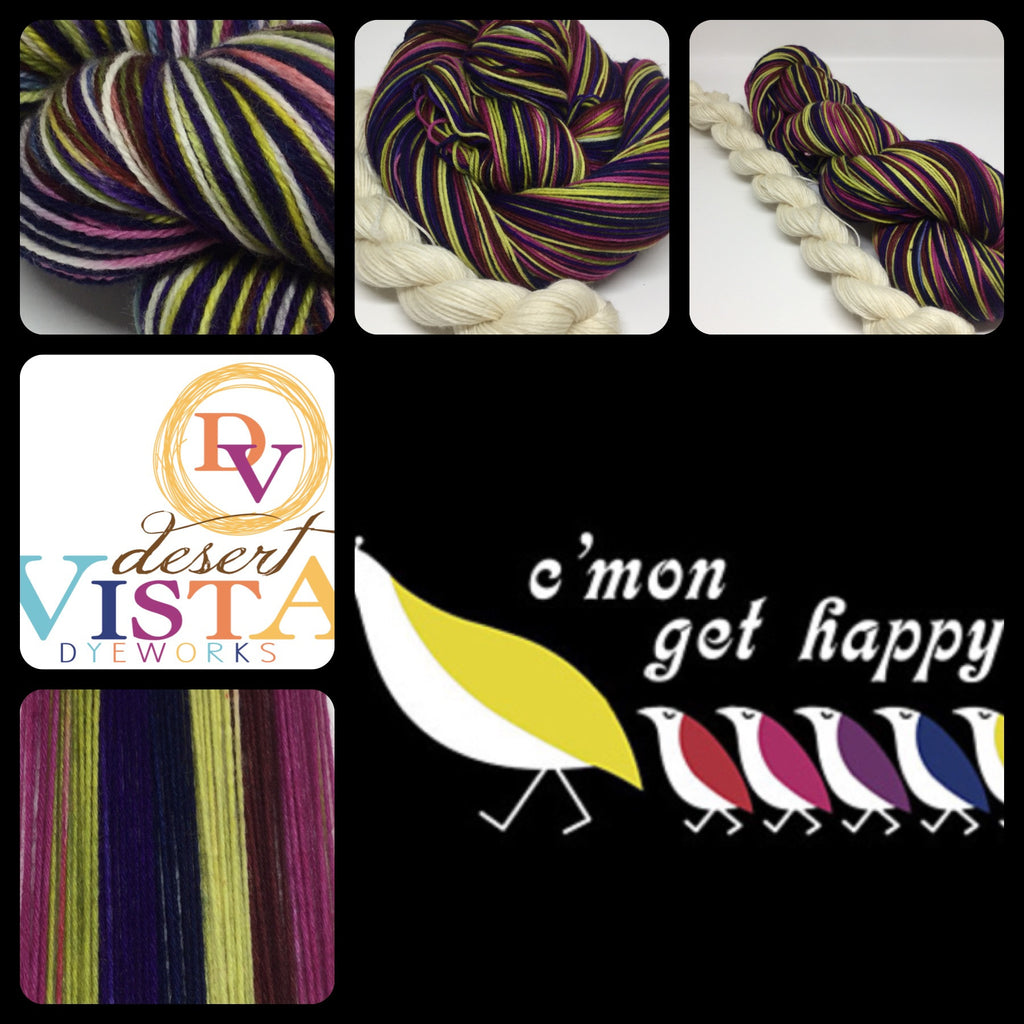C'Mon Get Happy Six Stripe Self Striping Yarn with Mini Skein