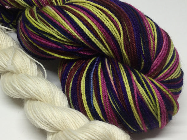 C'Mon Get Happy Six Stripe Self Striping Yarn with Mini Skein