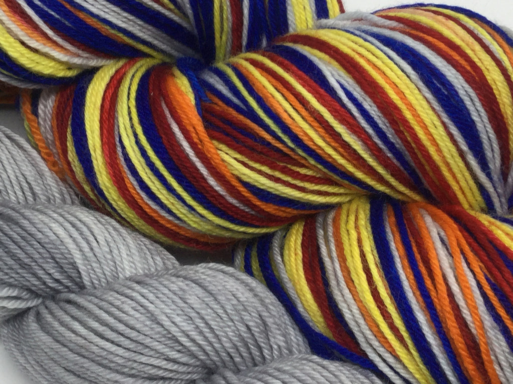 Rainbow Exterminate Five Stripe Self Striping Sock Yarn with 100 yard Mini Skein